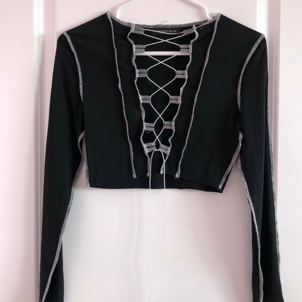 Lace up crop top